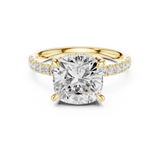 Gold Ring, Cushion center stone, Yellow Gold, view 4