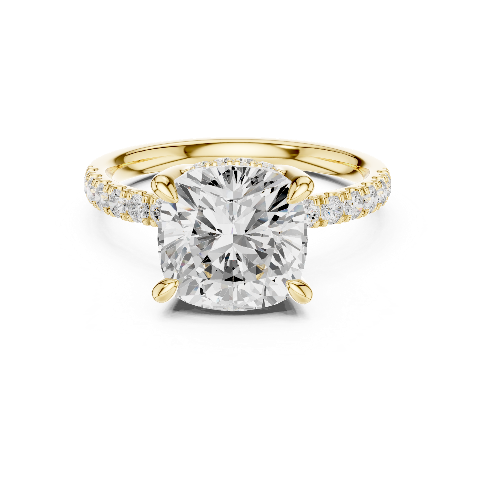 Gold Ring, Cushion center stone, Yellow Gold, view 4