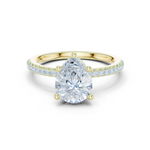 Gold Ring DDLR-177, Pear center stone, Yellow Gold