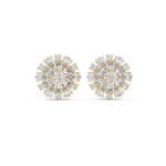 14K Solid Gold Lab Diamond Halo Earrings, Yellow Gold