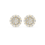 14K Solid Gold Lab Diamond Halo Earrings, Yellow Gold