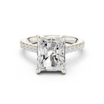 Gold Ring DDLR-250, Radiant center stone, White Gold