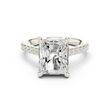 Gold Ring DDLR-250, Radiant center stone, White Gold