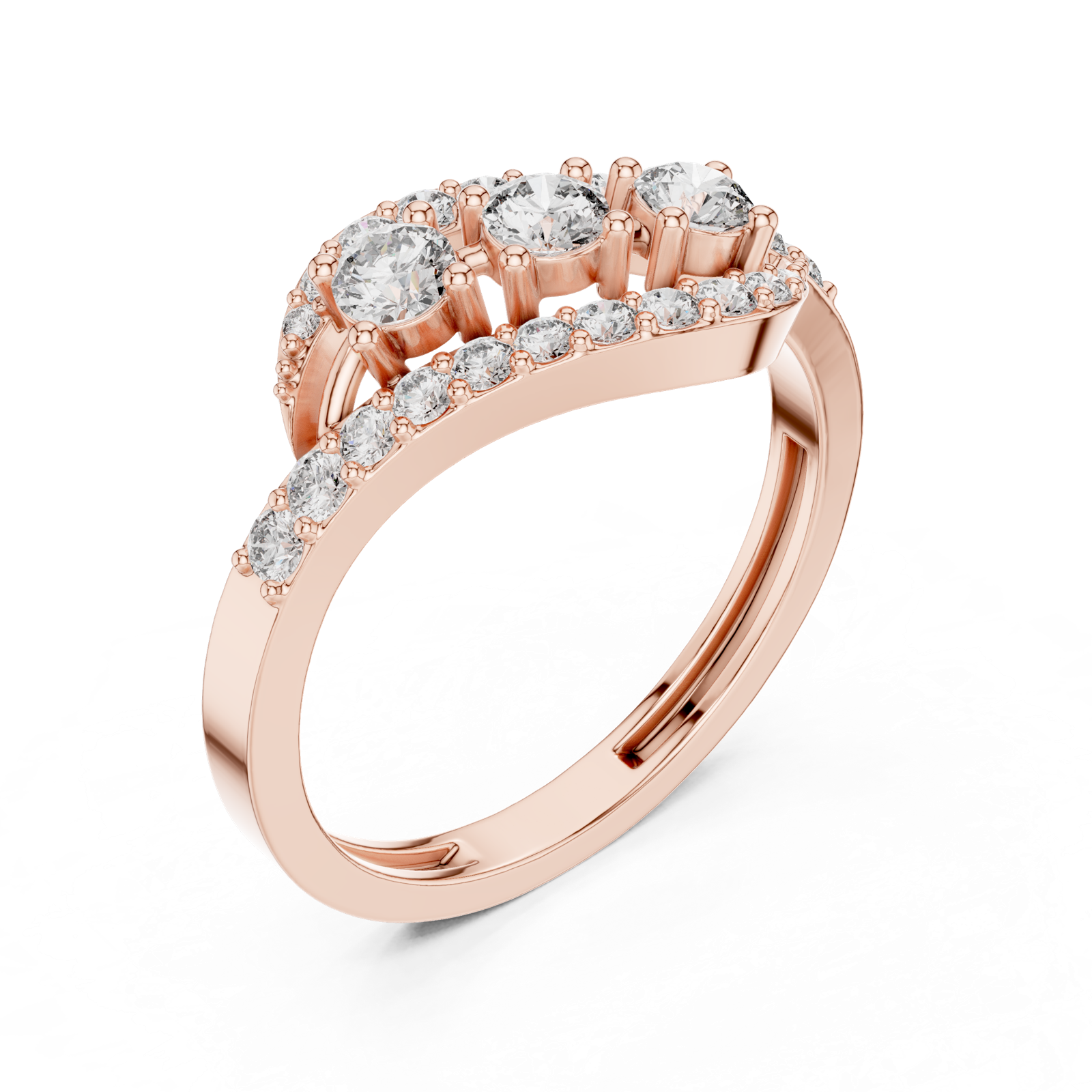 Gold Ring ALR-165, Rose Gold, view 2
