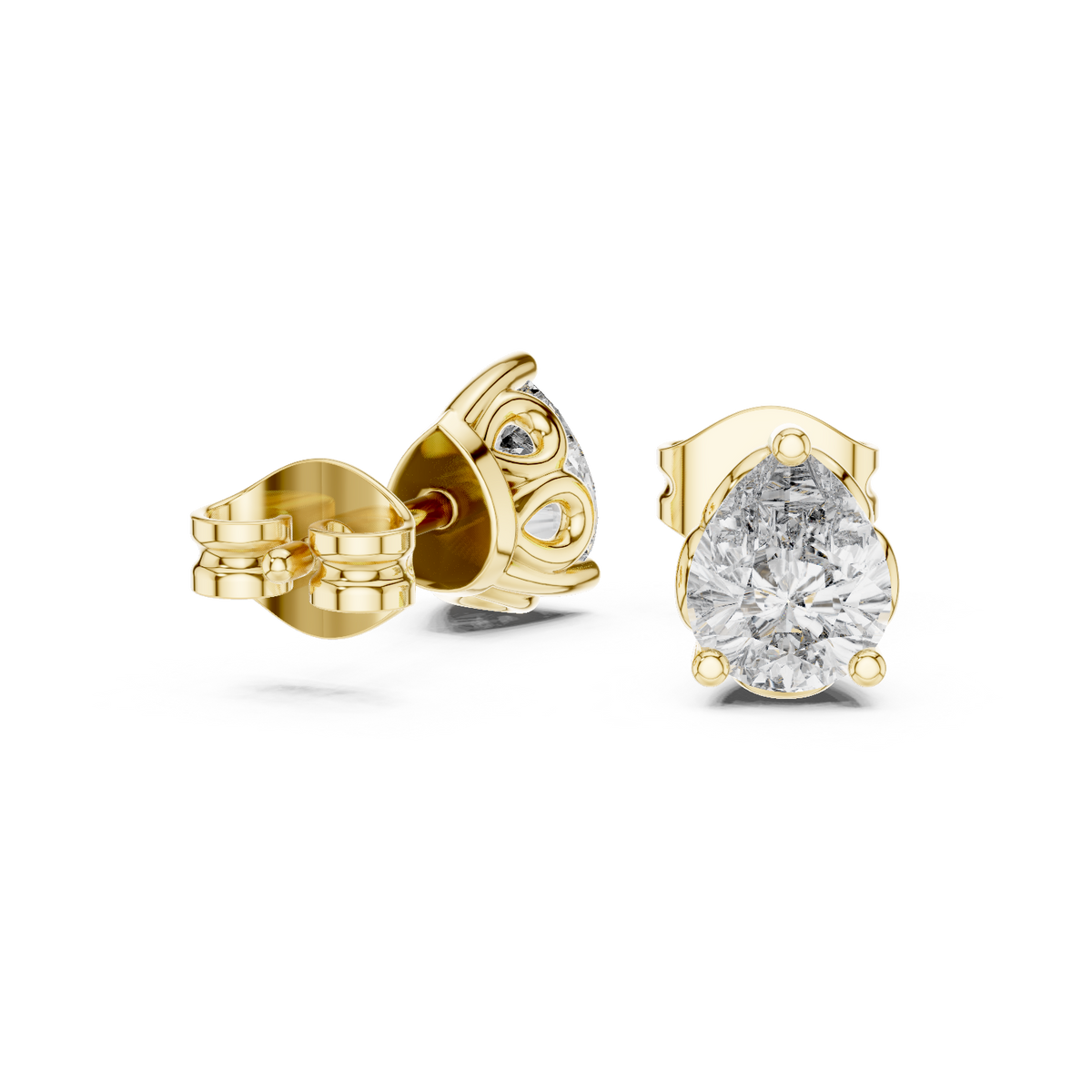 14K Solid Gold Lab Diamond Stud Earrings, Yellow Gold, view 1