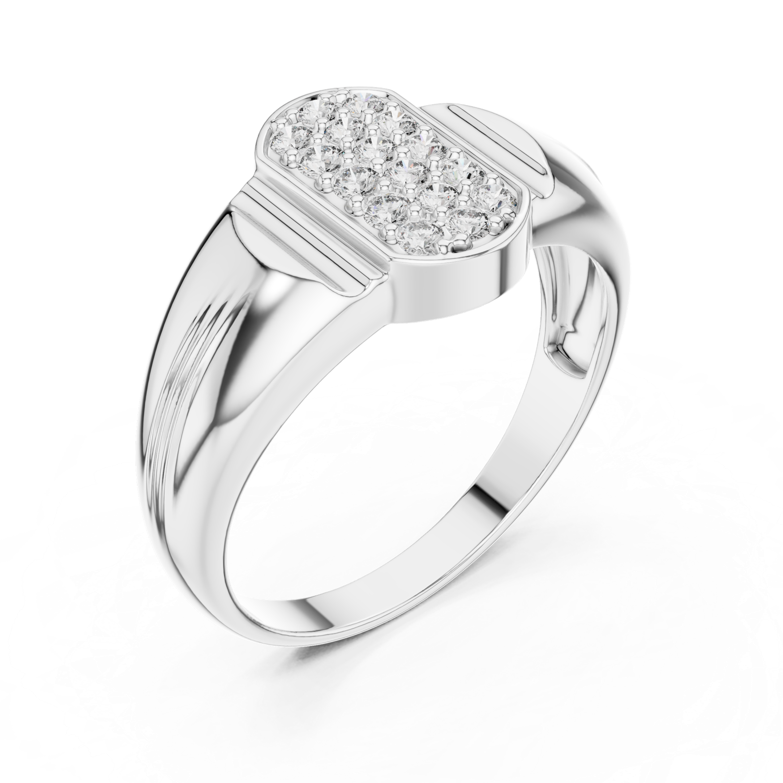 Gold Ring LR-01 (43), White Gold, view 2