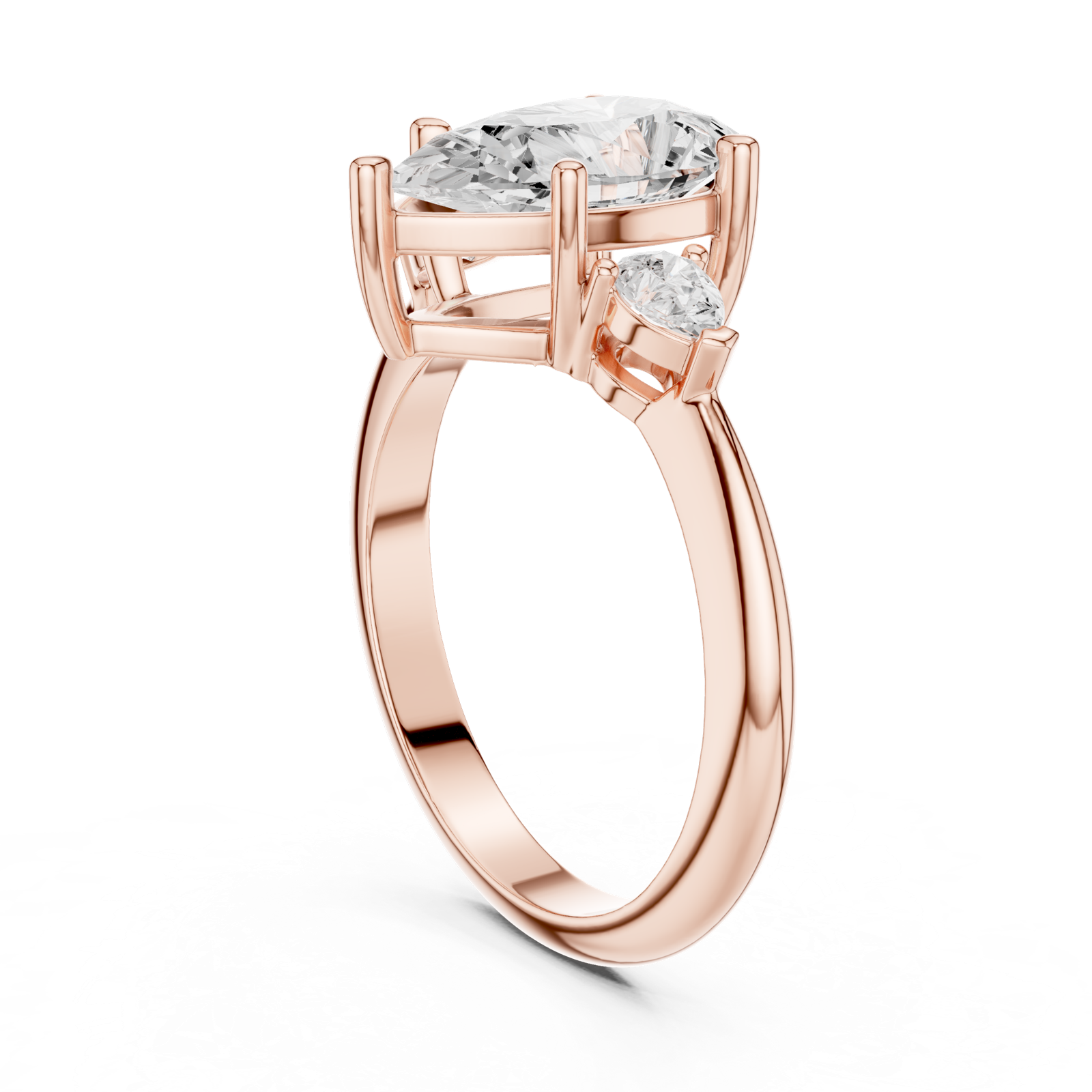 Gold Jewelry L35-66, Pear center stone, Rose Gold, view 1