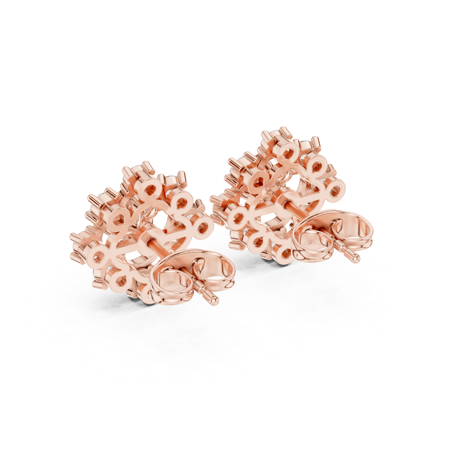 Gold Earrings AGDER-281, Rose Gold, view 3