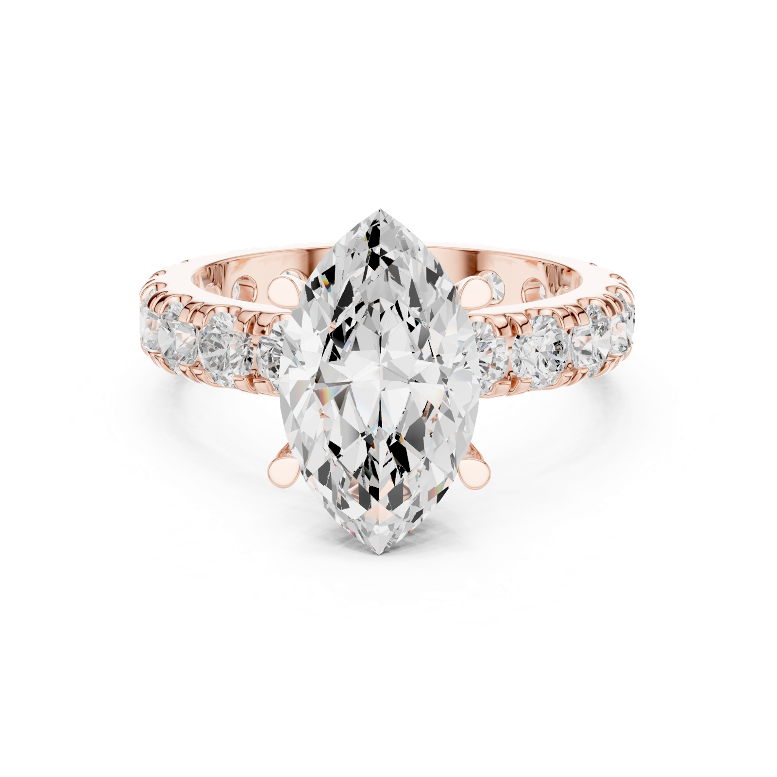 Gold Jewelry L35-63, Marquise center stone, Rose Gold, view 4