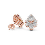 14K Solid Gold Lab Diamond Cluster Earrings, Rose Gold, view 1