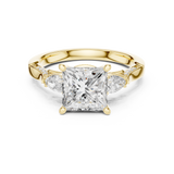 Gold Ring DDLR-284, Princess center stone, Yellow Gold, view 4