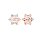 14K Solid Gold Lab Diamond Star Cluster Earrings, Rose Gold