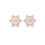 14K Solid Gold Lab Diamond Star Cluster Earrings, Rose Gold