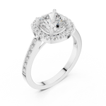 Gold Ring, Cushion center stone, White Gold, view 2