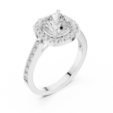 Gold Ring, Cushion center stone, White Gold, view 2