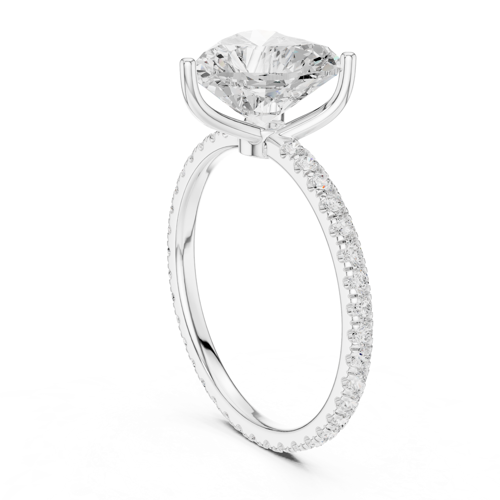 Gold Jewelry L36-16, Heart center stone, White Gold, view 1