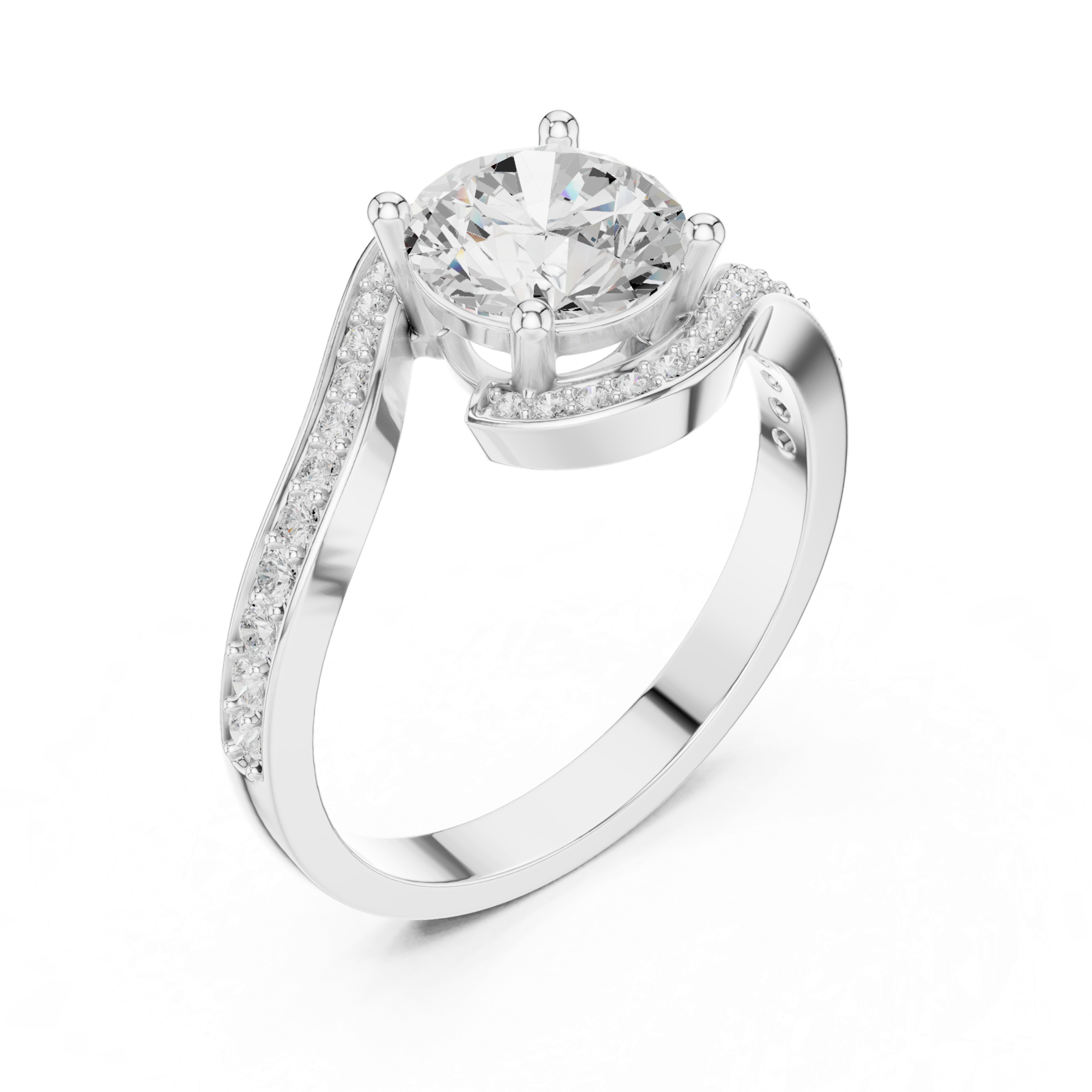 Gold Ring DDLR-803, White Gold, view 2