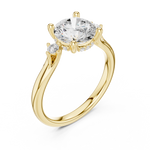 Gold Ring DDLR-164, Round center stone, Yellow Gold, view 2