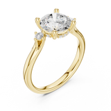Gold Ring DDLR-164, Round center stone, Yellow Gold, view 2