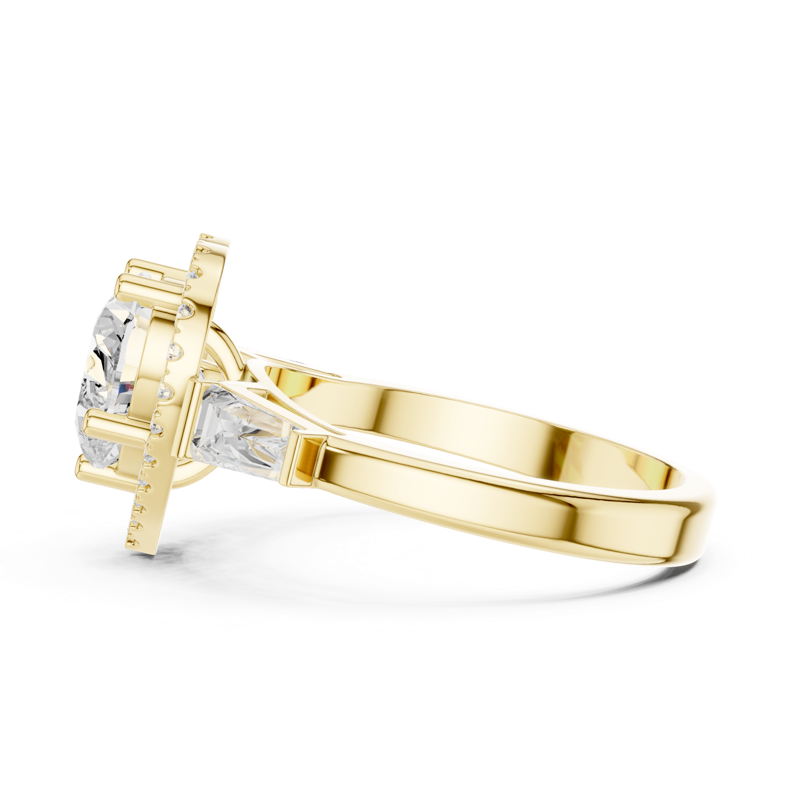 Gold Ring DDLR-342, Heart center stone, Yellow Gold, view 3