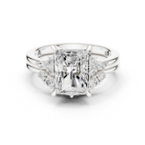 Gold Ring DDLR-440, Radiant center stone, White Gold