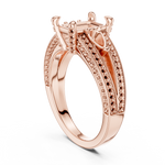 Gold Ring, Radiant center stone, Rose Gold, view 1