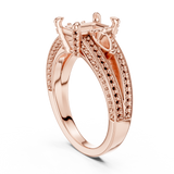 Gold Ring, Radiant center stone, Rose Gold, view 1
