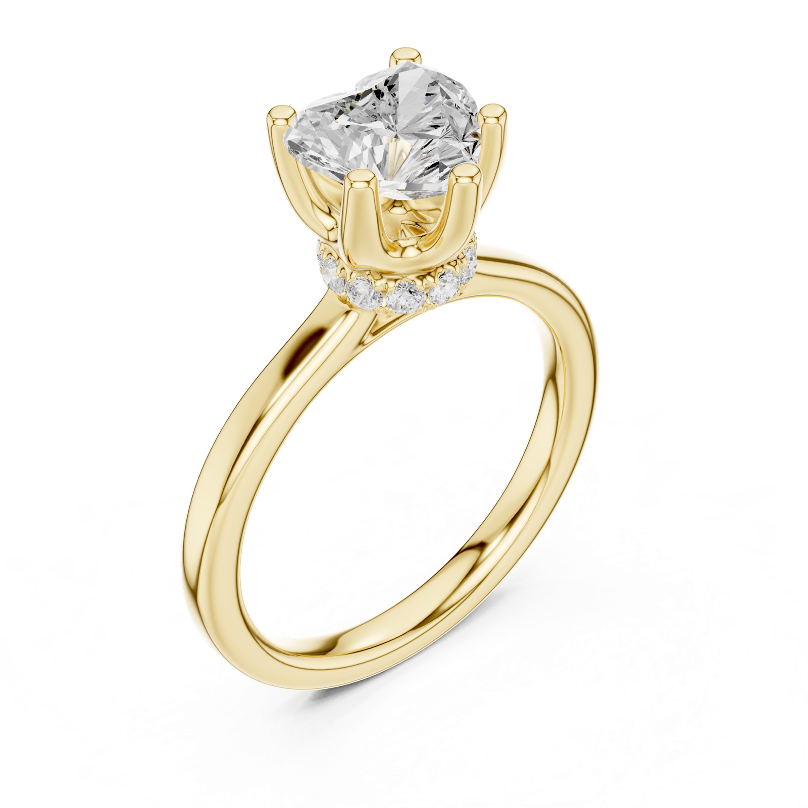 Gold Ring DDLR-176, Heart center stone, Yellow Gold, view 2