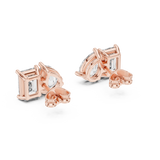 14K Solid Gold Lab Diamond Cluster Earrings, Rose Gold, view 3