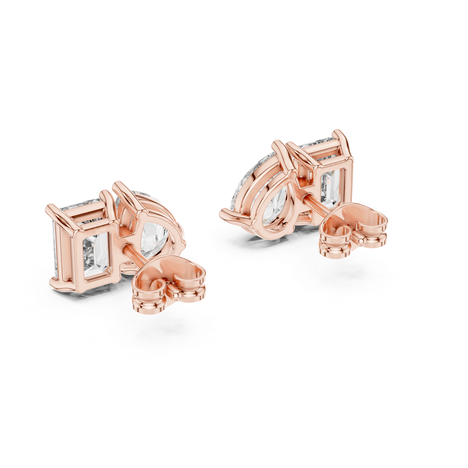 14K Solid Gold Lab Diamond Cluster Earrings, Rose Gold, view 3
