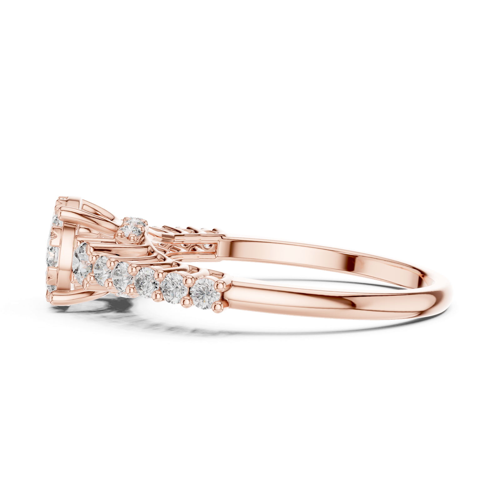 14K Solid Gold Lab Diamond Cluster Ring, Rose Gold, view 3