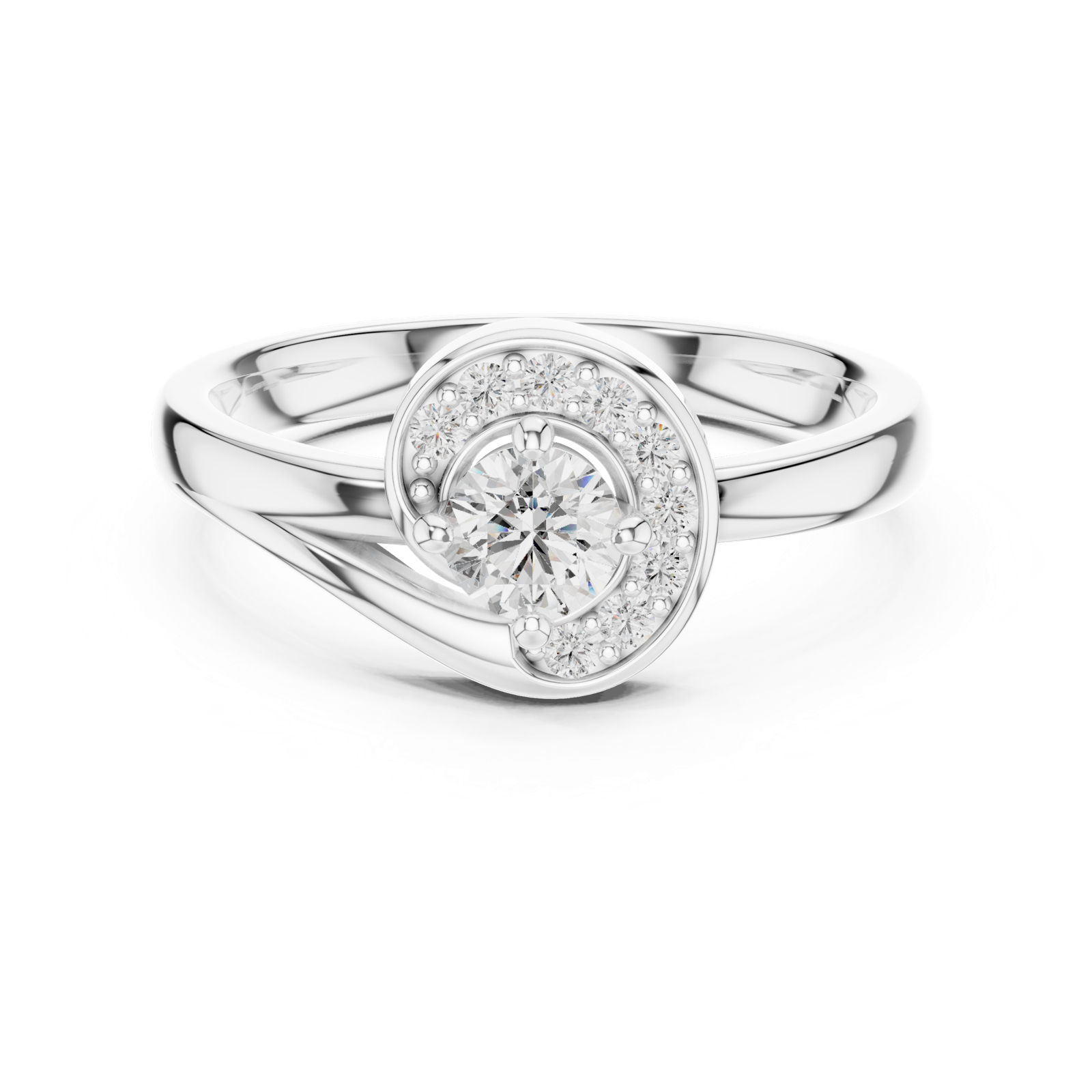 Gold Ring 12-10007@L, White Gold