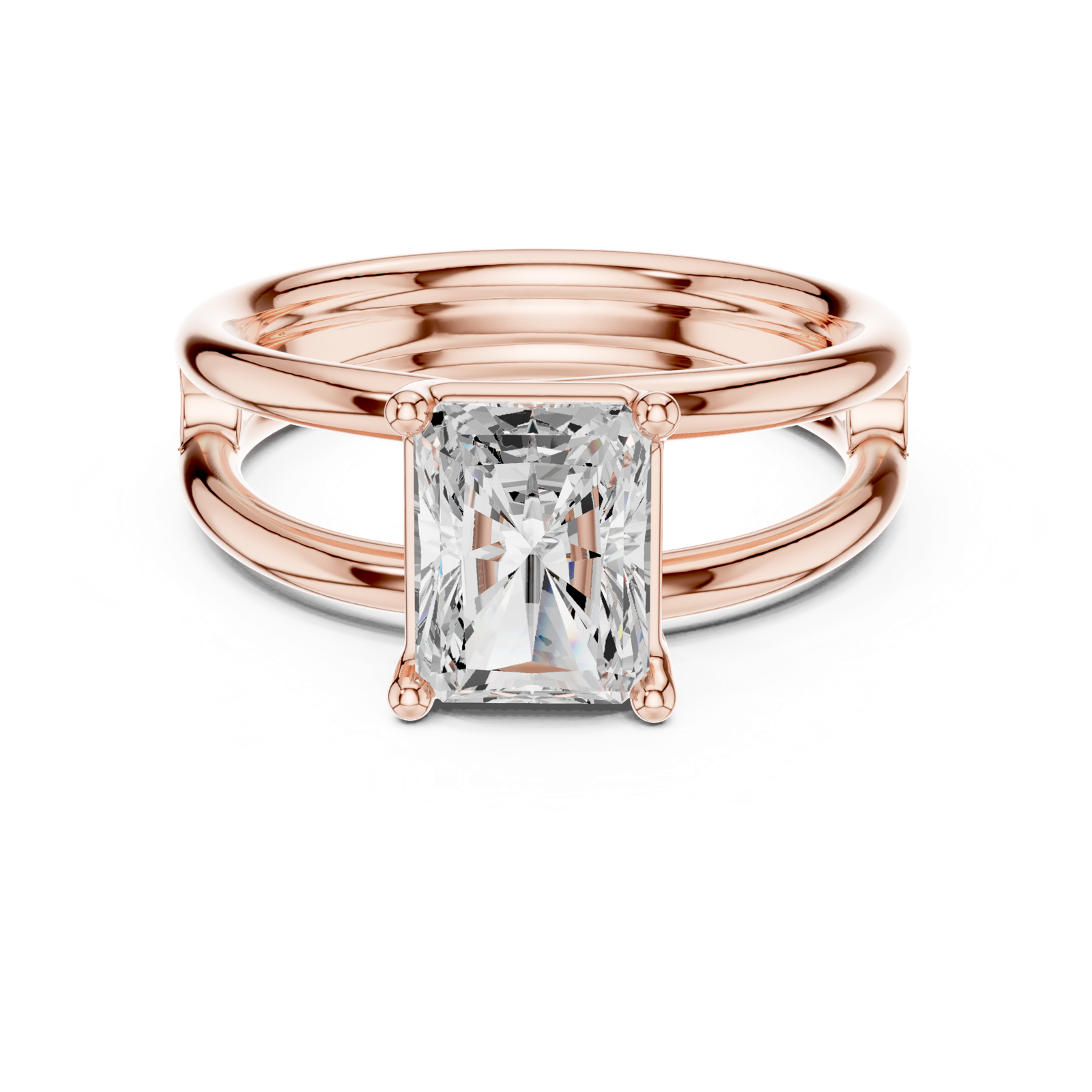 Gold Jewelry L36-9, Radiant center stone, Rose Gold, view 4