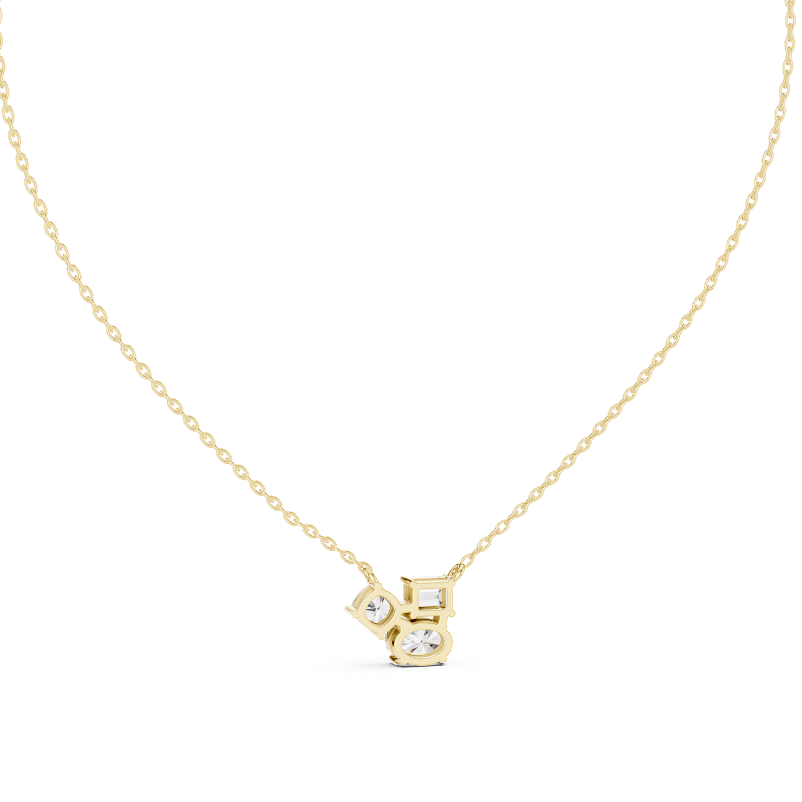 14K Solid Gold Lab Diamond Pendant Necklace, Yellow Gold, view 4