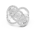 14K Solid Gold Lab Diamond Cluster Ring, White Gold