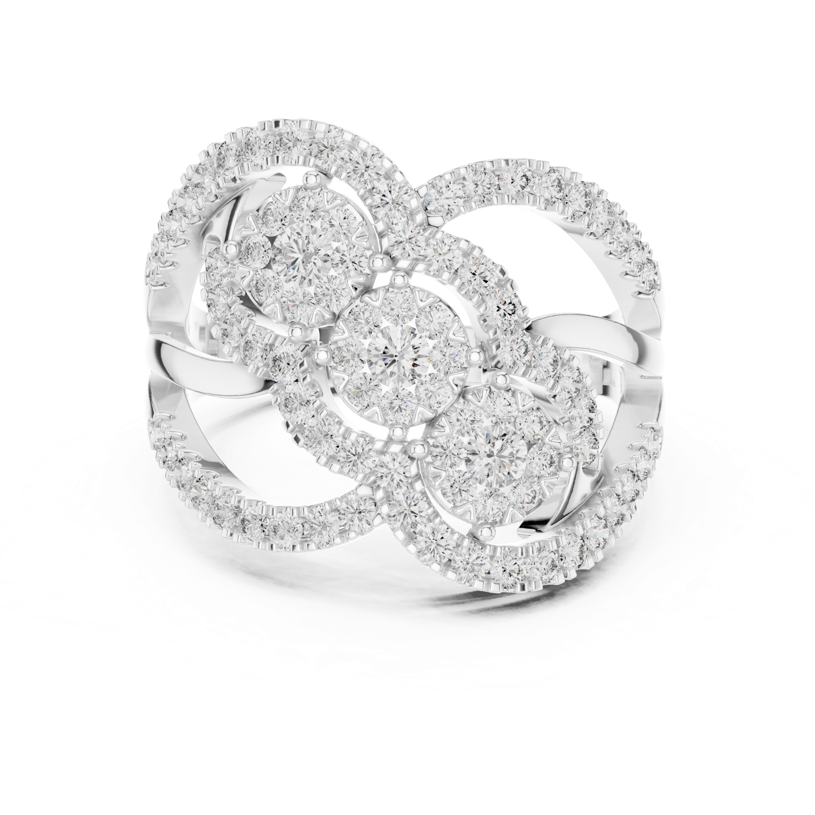 14K Solid Gold Lab Diamond Cluster Ring, White Gold