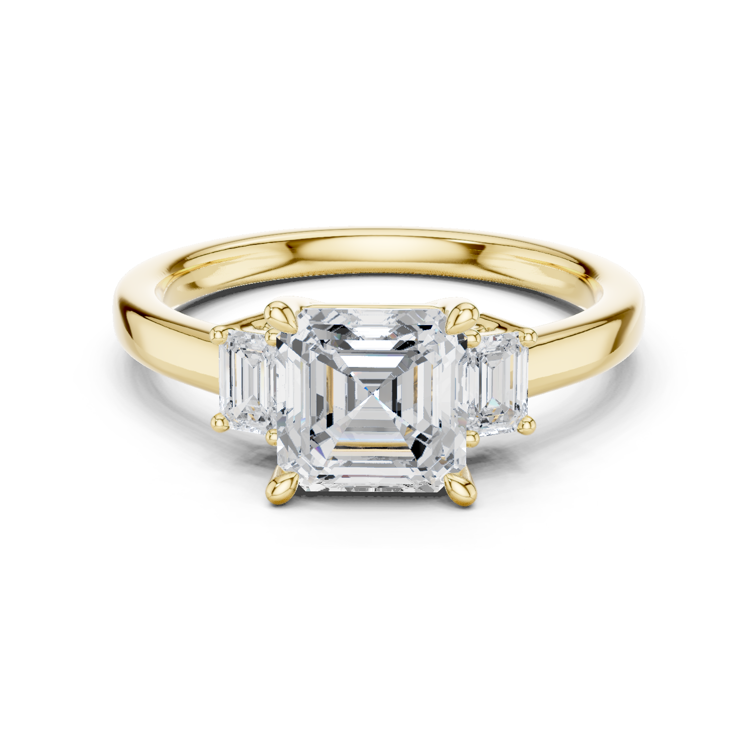 Gold Ring DDLR-038, Asscher center stone, Yellow Gold