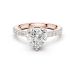 Gold Ring DDLR-165, Heart center stone, Rose Gold