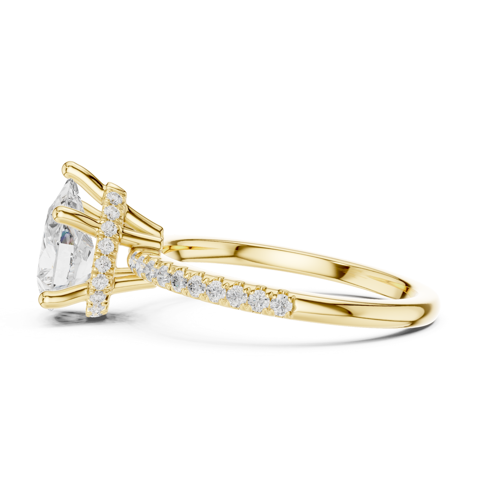Gold Ring DDLR-177, Pear center stone, Yellow Gold, view 3