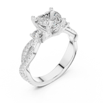 Gold Ring DDLR-281, Heart center stone, White Gold, view 2