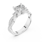 Gold Ring DDLR-281, Heart center stone, White Gold, view 2