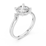 Gold Ring DDLR-164, Round center stone, White Gold, view 2