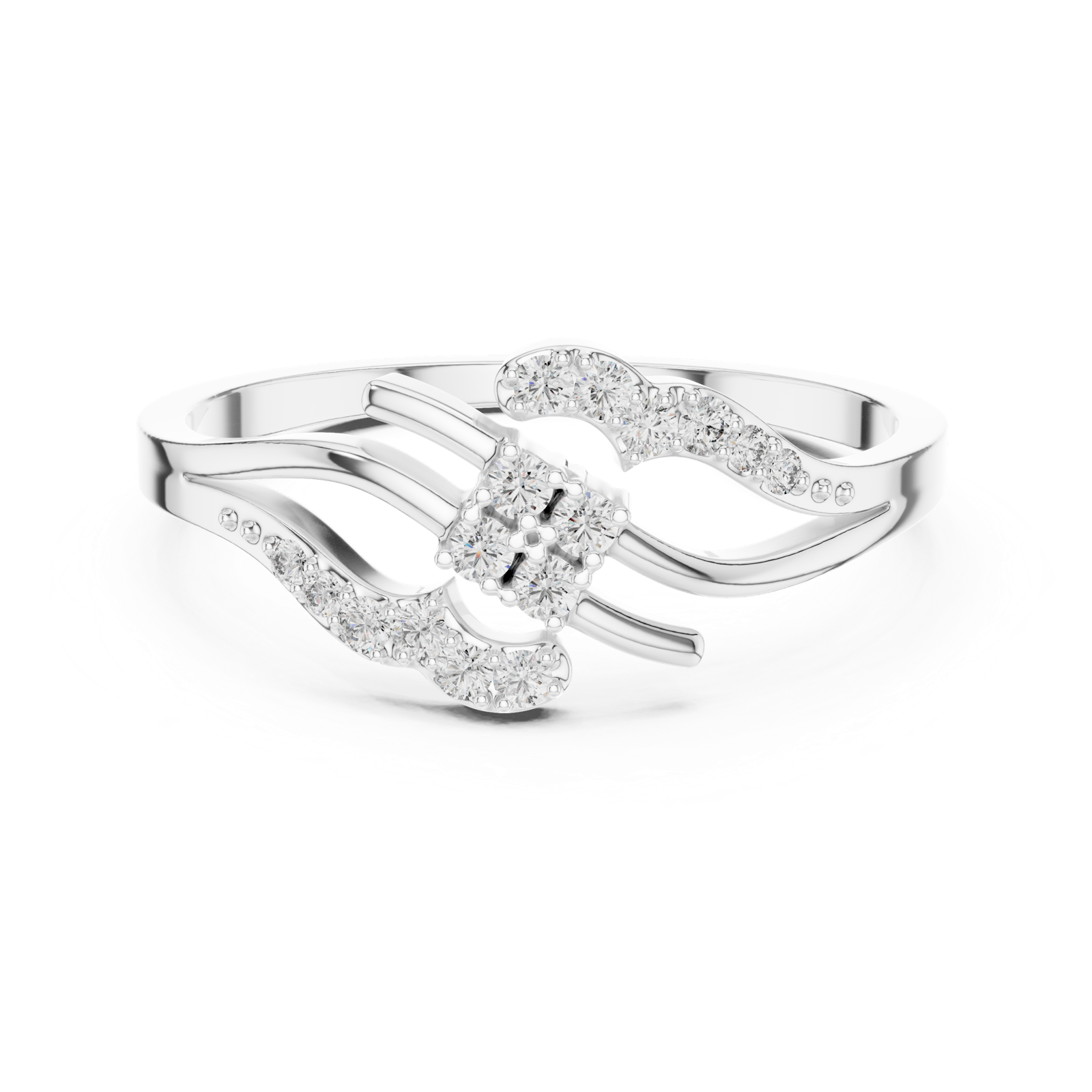 Gold Ring DR-6301, White Gold, view 4