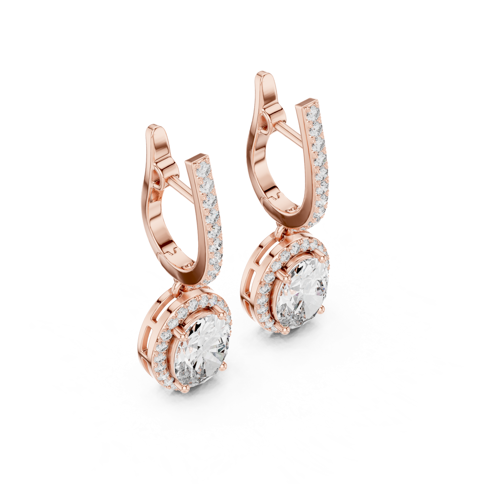 Gold Earrings 3-10009E_137_M, Rose Gold, view 2