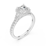 Gold Ring DDLR-043, Asscher center stone, White Gold, view 2