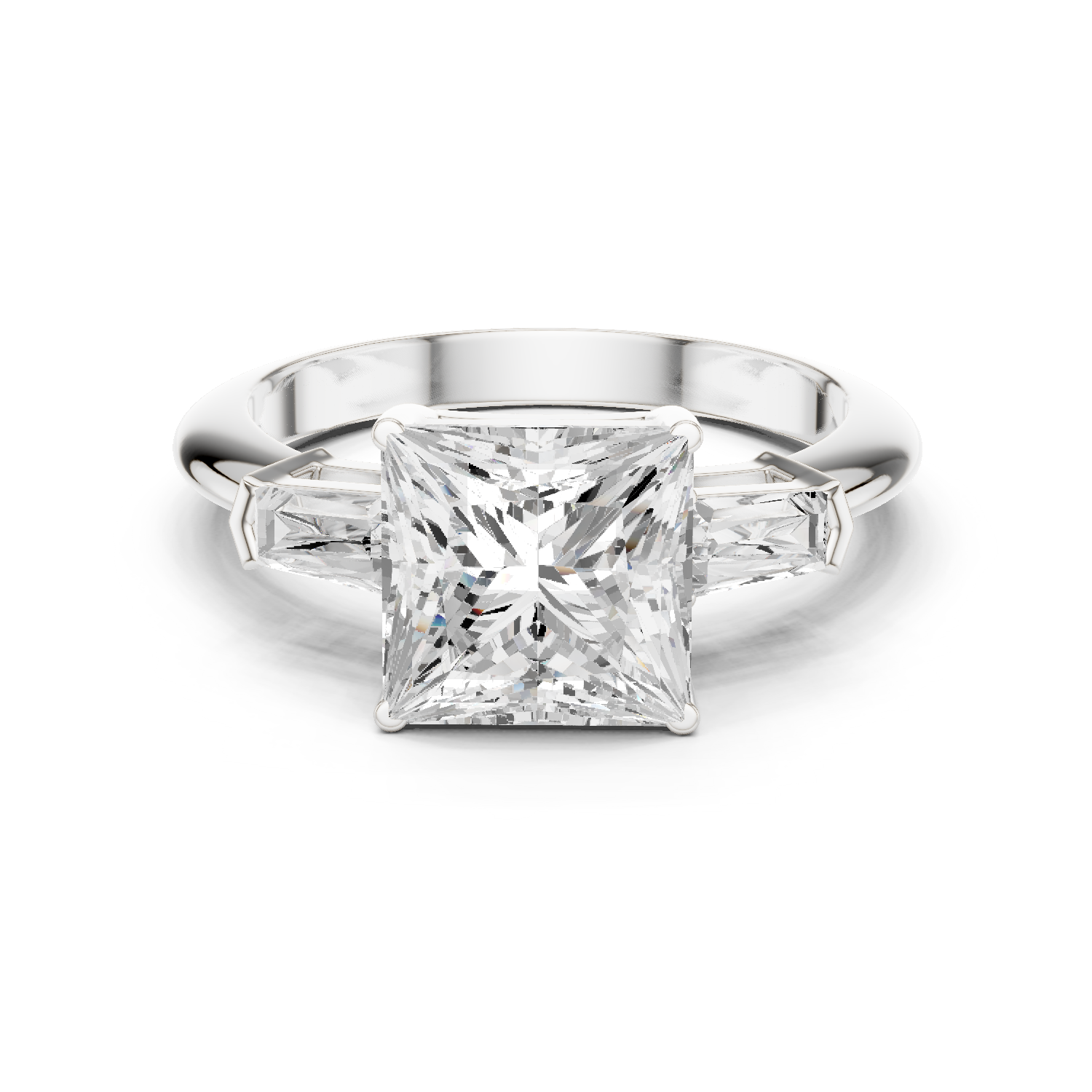 Gold Jewelry L35-67, Princess center stone, White Gold