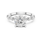 Gold Ring DDLR-168, Round center stone, White Gold, view 4