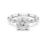 Gold Ring DDLR-168, Round center stone, White Gold, view 4