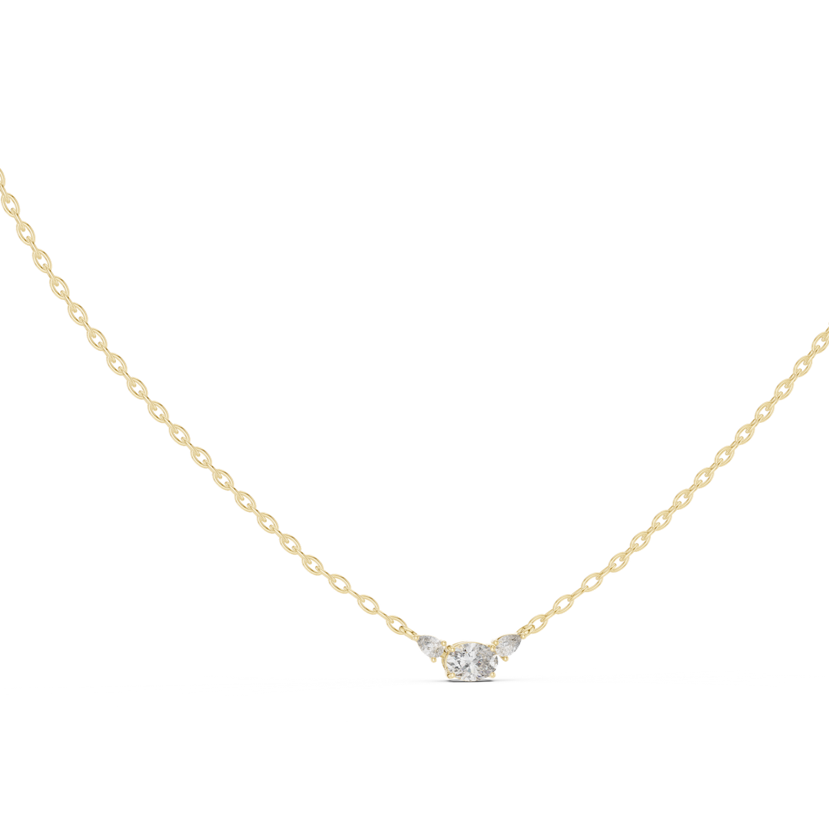 14K Solid Gold Lab Diamond Pendant Necklace, Yellow Gold, view 1