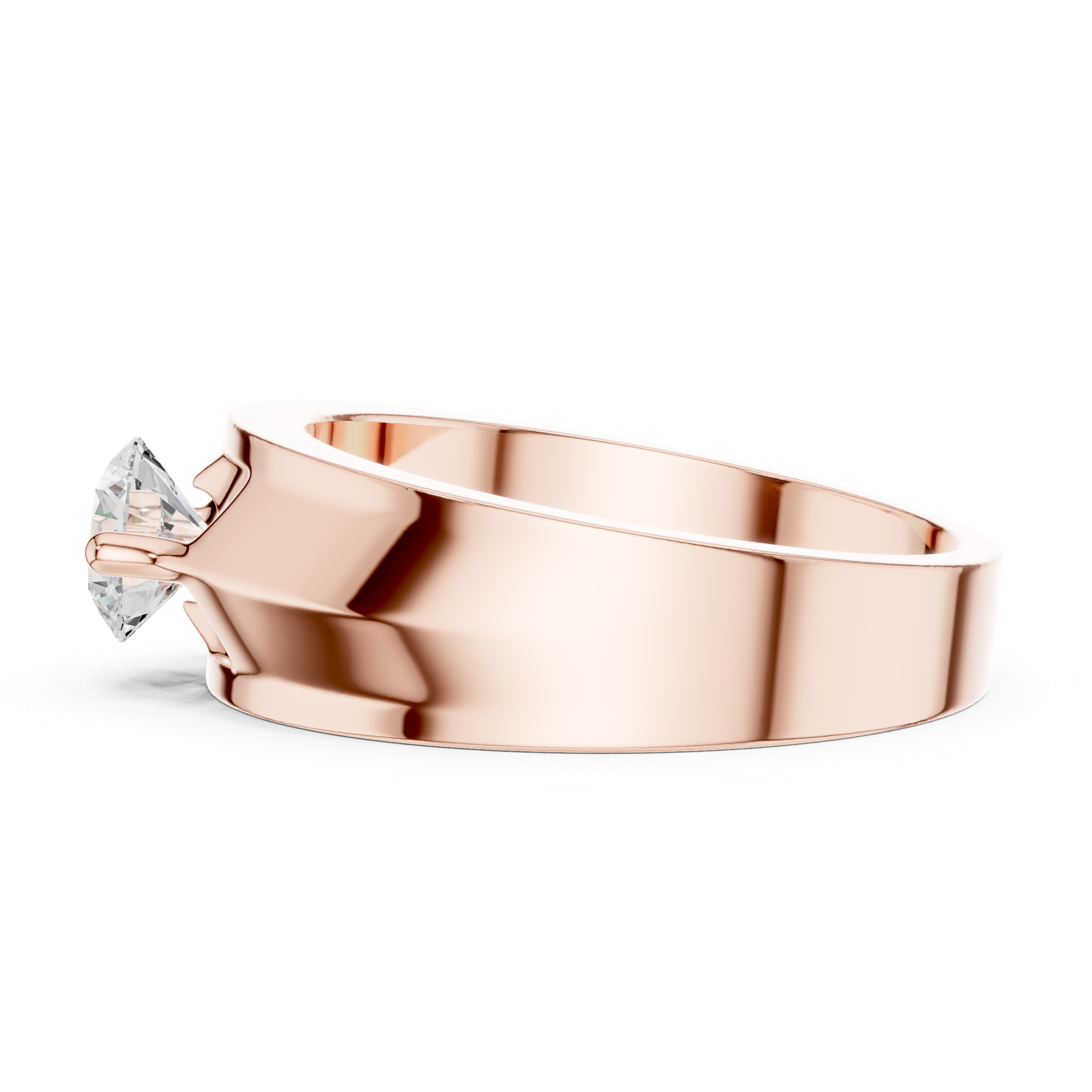 14K Solid Gold Lab Diamond Solitaire Ring, Rose Gold, view 3